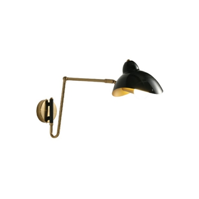 1-Light Sconce Lights Industrial Style Swing Arm Shape Metal Wall Mounted Lamp