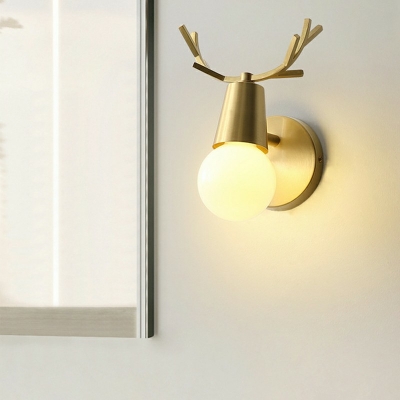 1-Light Sconce Lights Kids Style Antlers Shape Metal Wall Lighting Fixtures