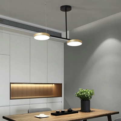2-Light Pendant Lighting Simplicity Style Dish Shape Metal Third Gear Light Ceiling Hung Fixture