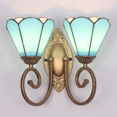 2-Light Sconce Lights Tiffany Style Cone Shape Metal Wall Mount Light Fixture