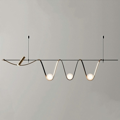 4 Lights LED Pendant Light Modern and Simple Linear Celling Light for Dinning Room