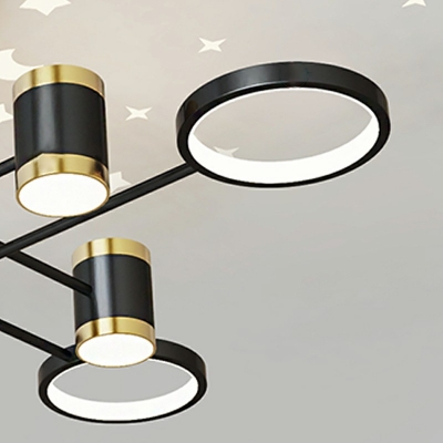 5-Light Pendant Lighting Simplicity Style Cylinder Shape Metal Third Gear Hanging Ceiling Light