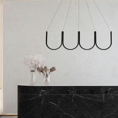 Black Hanging Light Kit U Shade Modern Style Acrylic Pendant Light for Living Room