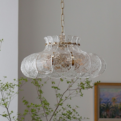Clear Ceiling Lamp Flower Shade Modern Style Glass Drop Lamp for Living Room
