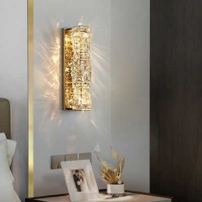 Crystal Linear Wall Mounted Light Fixture Modern Bedroom Flush Wall Sconce