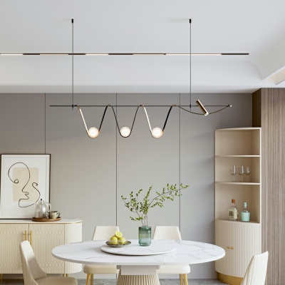 Designer Style Minimalism Pendant Light Nordic Style Metal Linear Chandelier Light for Dinning Room
