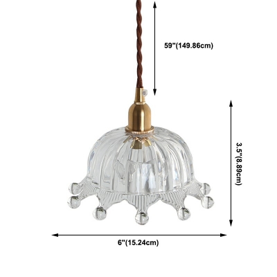 Mid-Century Design Tapered Pendant Light Ribbed Glass Ceiling Pendant Light