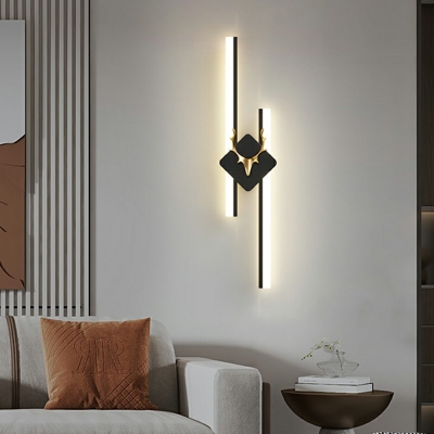Minimalist Lines Wall Mounted Lamps Black Color LED Flush Mount Wall Sconce for Bedroom
