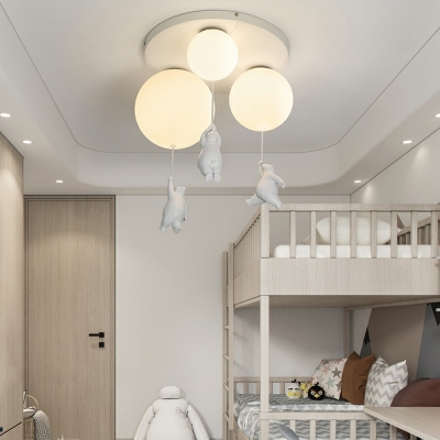 Modern Flush Mount Ceiling Light Fixture White Child's Room Semi Flush Mount Lighting