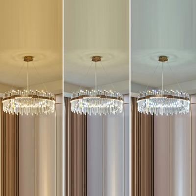 Modern Round Chandelier Lighting Fixtures Beveled K9 Crystal Chandelier Pendant Light