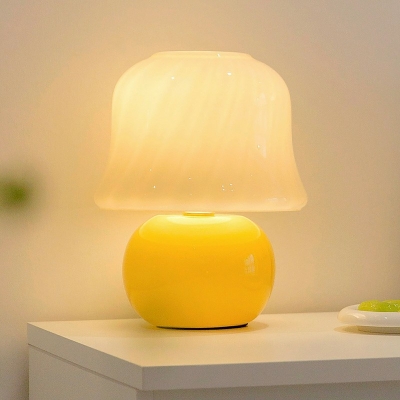 Modernism Mushroom Night Table Lamps Yellow Glass Table Lamp for Bedroom