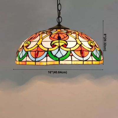 Pendant Light Semicircular Shade Modern Style Glass Hanging Light Kit for Living Room