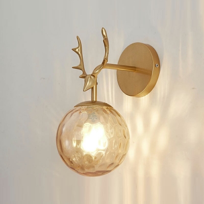 Round Wall Sconce Lighting Modern Style Glass 1 Light Wall Lighting Fixtures in Gold