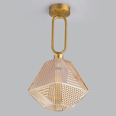 Semi Flush Diamond Shade Modern Style Crystal Semi Flush Light for Living Room