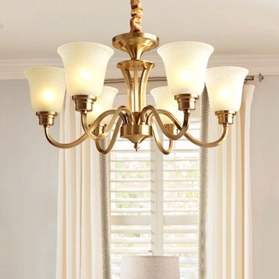 Traditional Style Cone Chandelier Light Metal 6 Lights Chandelier Lighting in Gold