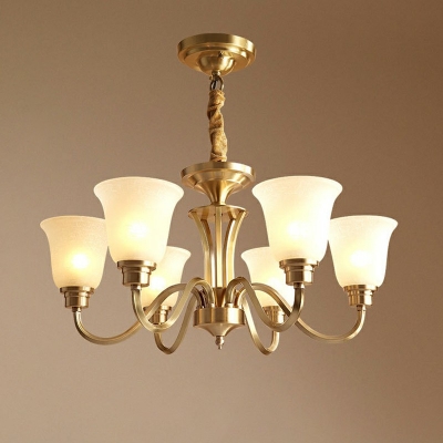Traditional Style Cone Chandelier Light Metal 6 Lights Chandelier Lighting in Gold