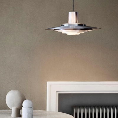 Ceiling Lamp Round Shade Modern Style Metal Chandelier Pendant Light for Living Room