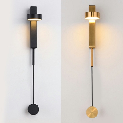1 Light Disk Sconce Light Fixture Modern Style Metal Wall Mounted Lamp in Black