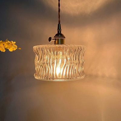 1-Light Pendant Lighting Minimalism Style Cylinder Shape Glass Hanging Lamp Kit
