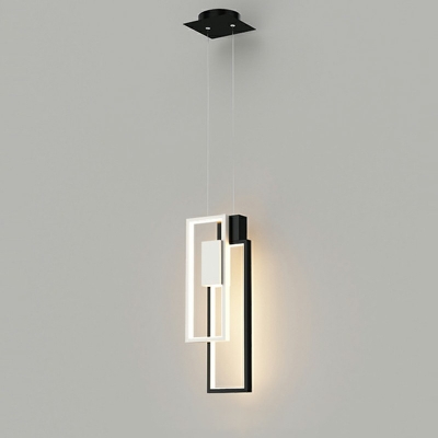 2-Light Pendant Lighting Simplicity Style Rectangle Shape Metal Hanging Ceiling Light