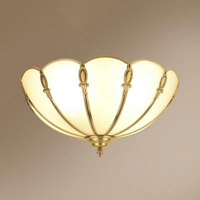 3-Light Flush Mount Lamp Traditional Style Dome Shape Metal Ceiling Mounted Fixture
