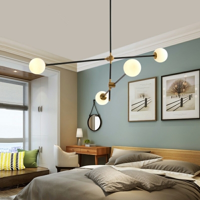 6-Light Chandelier Lighting Fixture Minimalist Style Ball Shape Metal Hanging Lamps