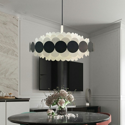 9-Light Chandelier Pendant Light Minimalist Style Geometric Shape Metal Hanging Ceiling Lamp