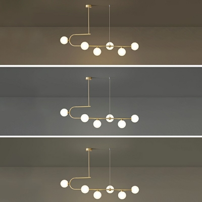 6-light Pendant Light Fixtures Simplicity Style Ball Shape Metal Island Lamp Fixture