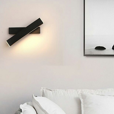 Black Rectangle Wall Sconce Lighting Modern Style Metal 1-Light Sconce Light Fixture