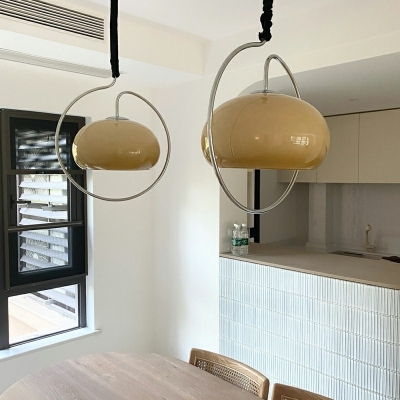 Contemporary Wire-Cage Tapered Pendant Light Glass Ceiling Pendant Light