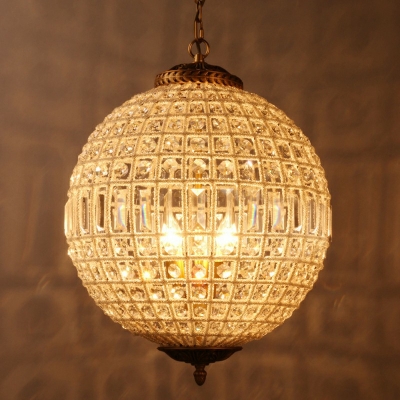 Hanging Chandelier Globe Shade Modern Style Crystal Ceiling Pendant Light for Living Room