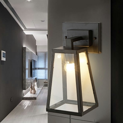 Industrial Style Retro Wall Lamp Postmodern Style Metal Glass Wall Light for Courtyard