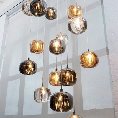 Minimalism Faceted Pendant Ceiling Lights Closed Glass Hanging Pendant Lights