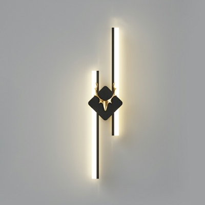 Minimalist Lines Wall Mounted Lamps Black Color LED Flush Mount Wall Sconce for Bedroom