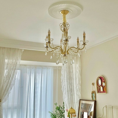 Pendant Chandelier Candle Shade Modern Style Crystal Hanging Light for Living Room