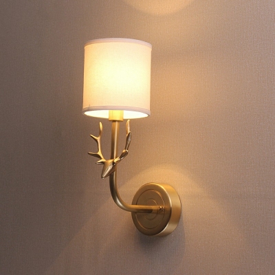Postmodern Fabric Shade Wall Mounted Lights Metal Wall Sconce Lighting for Bedroom