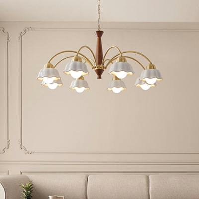 White Pendant Light Kit Flower Shade Modern Style Ceramics Chandelier Pendant Light for Living Room
