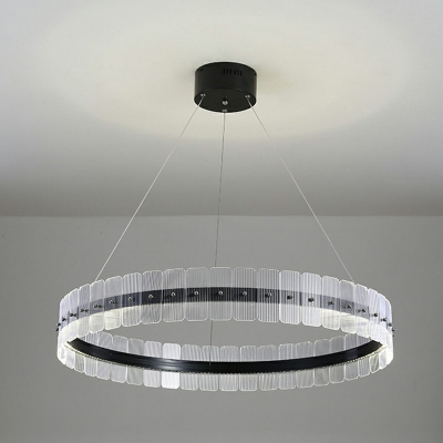 1-Light Chandelier Lighting Modernist Style Ring Shape Metal Warm Light Hanging Lights Kit