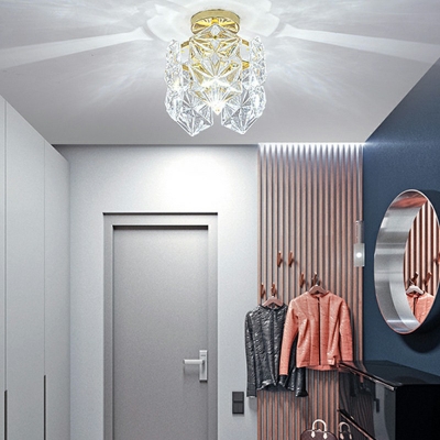 1-Light Flushmount Lighting Minimalism Style Geometric Shape Glass Ceiling Light Fixtures