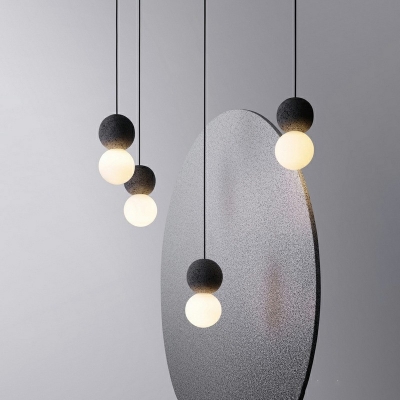 1-Light Pendant Lighting Minimalism Style Ball Shape Stone Hanging Ceiling Light