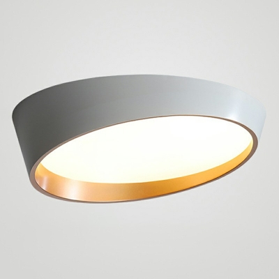 1-Light Round Flush Mount Ceiling Light Modern Style Metal Flush Light in Grey