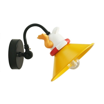1-Light Sconce Light Fixture Kids Style Cone Shape Metal Wall Mounted Lamps