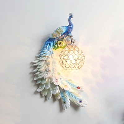 1-Light Sconce Lights Contemporary Style Globe Shape Crystal Wall Mount Light Fixture