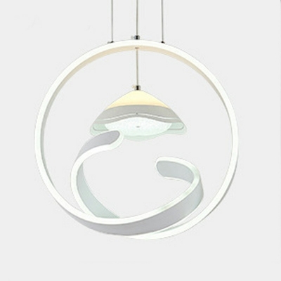 2-Light Chandelier Lighting Minimalist Style Circle Shape Metal Hanging Light Kit