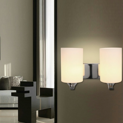 2-Light Sconce Light Contemporary Style Cylinder Shape Metal Wall Mount Lighting