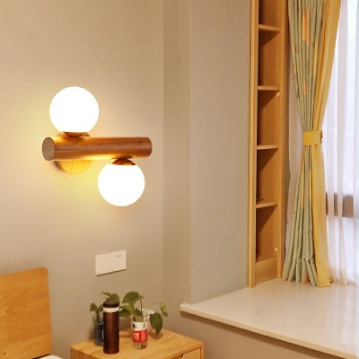 2 Light Sconce Light Fixtures Wood Flush Mount Wall Sconce for Bedroom