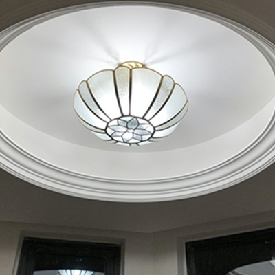 4 Light Semi Flush Mount Ceiling Fixture Traditional Glass Semi Mount Lighting for Living Room