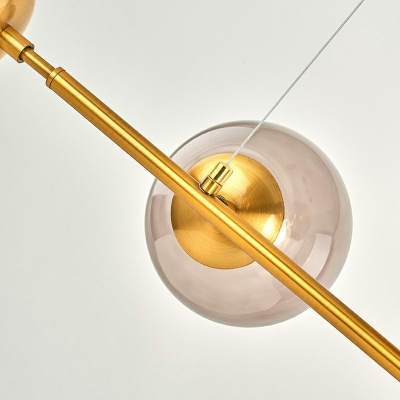 6-Light Island Chandelier Minimalist Style Globe Shape Metal Hanging Light