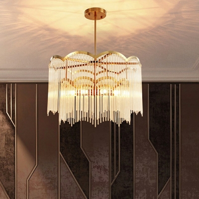 8-Light Chandelier Lighting Simplicity Style Tassel Shape Metal Hanging Ceiling Light