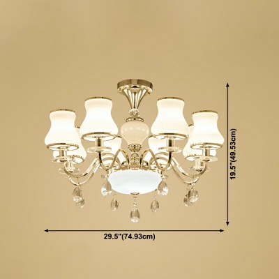 8-Light Hanging Light Fixtures Simplicity Style Bell Shape Metal Chandelier Pendant Light